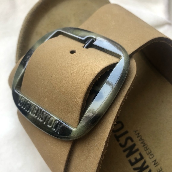 Birkenstock Madrid Torty Big Buckle Sandal Mud Green Nubuck Leather 39 New - Picture 6 of 8